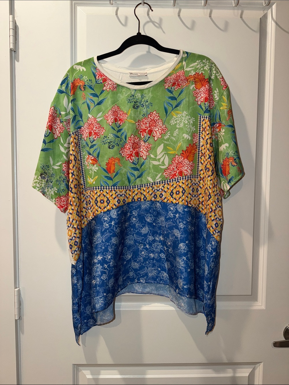 Zara Green & Blue Floral Patchwork Tunic